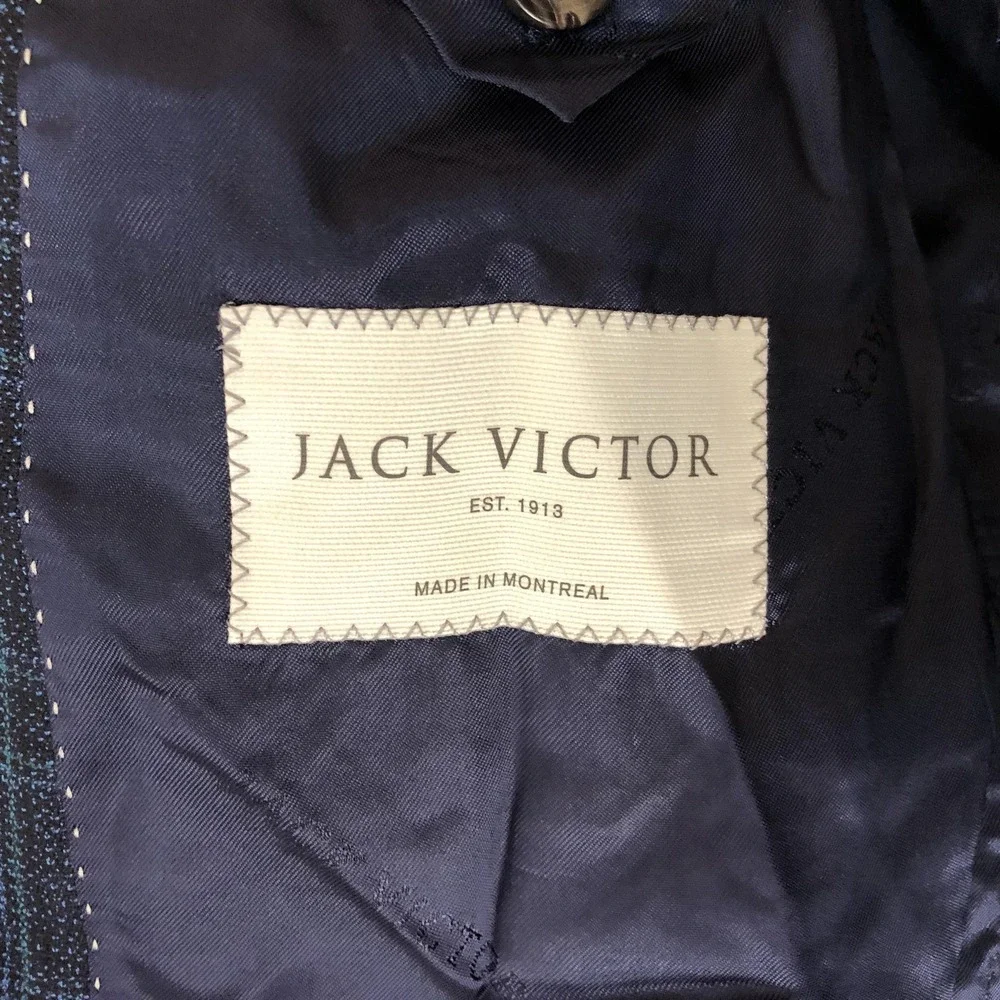 Jack Victor Blazer Mens 36S Blue Plaid Super 130s Wool Sport Coat Jacket Canada